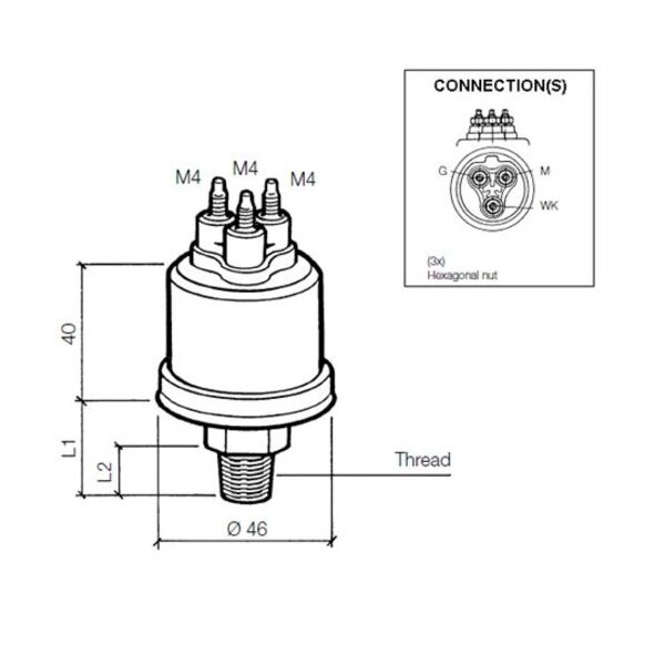 VDO Öldruck Sensor 10bar/150psii, 2p, M14 x 1.5
