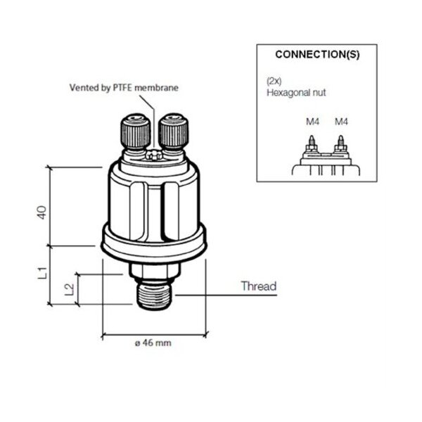 VDO Öldruck Sensor 25bar/350psi, 2p, M14x1,5