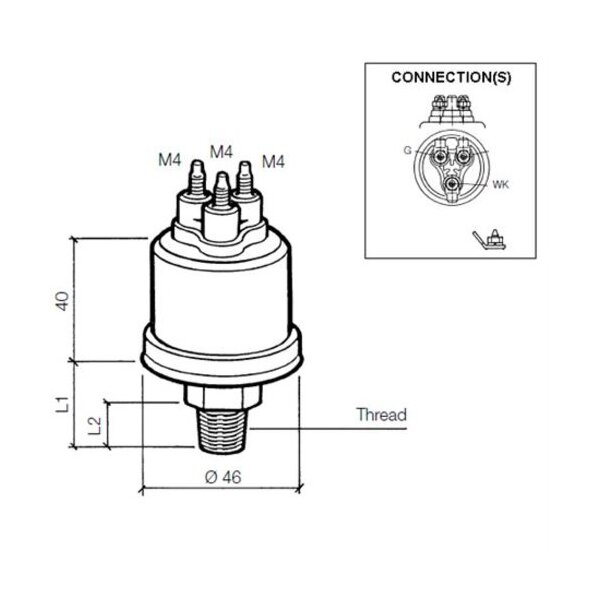 VDO Öldruck Sensor 5bar/80psi, 2p, 1/8 – 27 NPTF