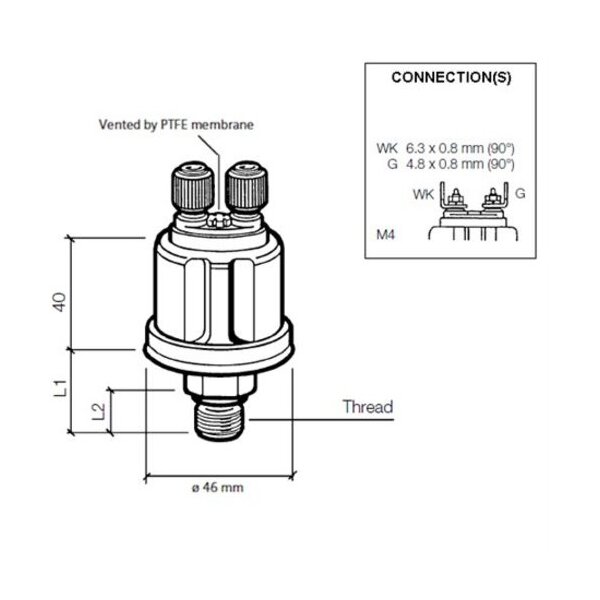 VDO Öldruck Sensor 10bar/150psi, 1p, M10 x 1