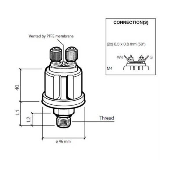 VDO Öldruck Sensor 5bar/80psi, 1p, R 1/8 DIN 2999