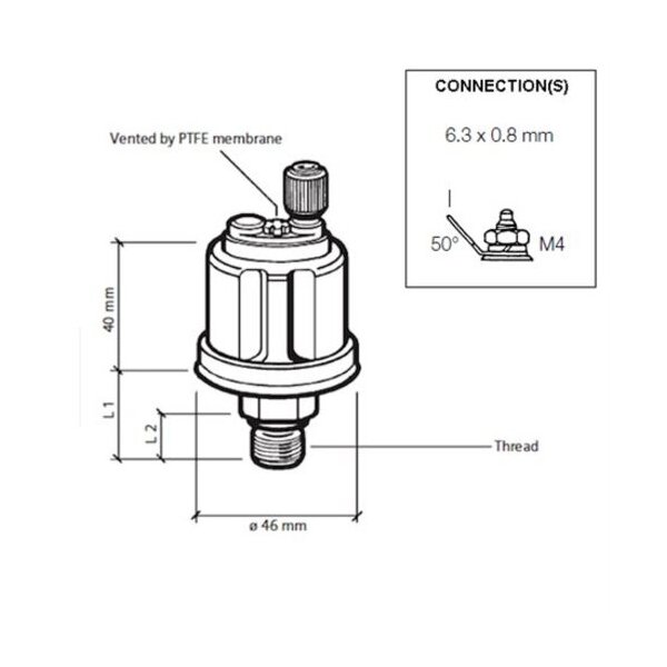 VDO Öldruck Sensor 25bar/350psi, 1p, M14 x 1.5