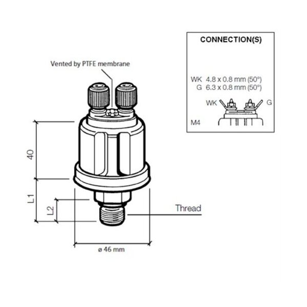 VDO Öldruck Sensor 10bar/150psi, 1p, M18 x 1,5