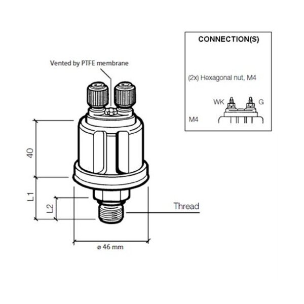 VDO Öldruck Sensor 25bar/350psi, 1p,, M18 x 1,5