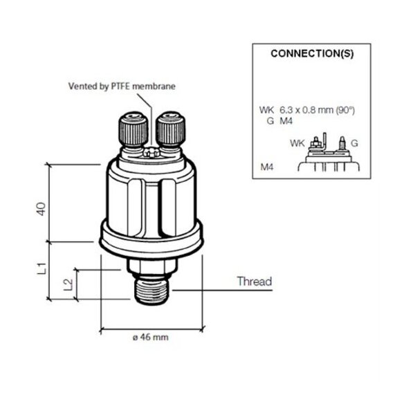 VDO Öldruck Sensor 5bar/80psi, 1p, M14 x 1.5