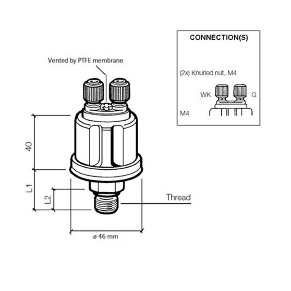 VDO Öldruck Sensor 5bar/80psi, 1p, M12x1,5