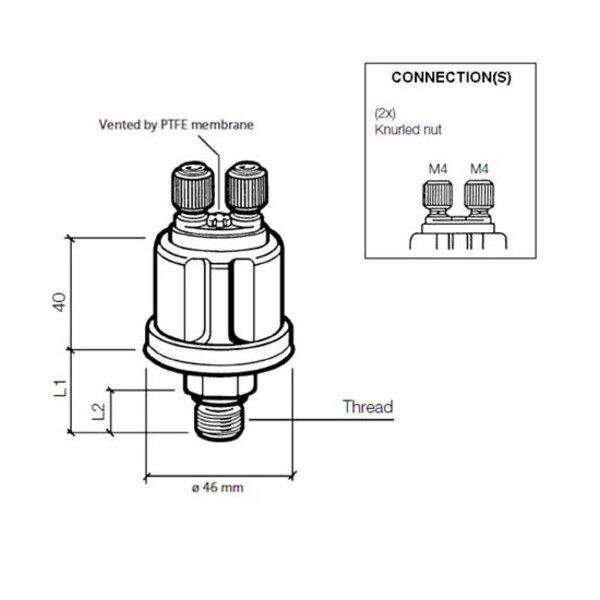 VDO Öldruck Sensor 25bar/350psi, 2p, M18 x 1,5